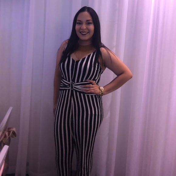 Love Tree Long Striped Romper - Picture 1 of 5